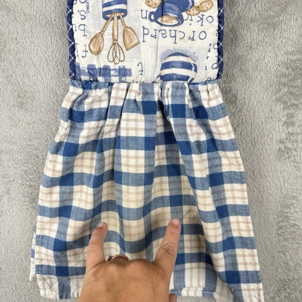 Hanging Decorative Towel Hot Pad Cookies Baking Plaid Button Vintage Cottagecore